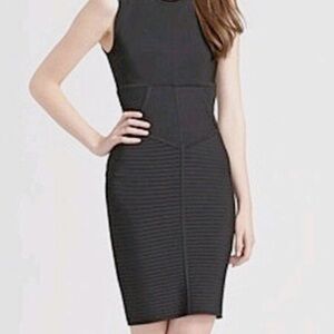 BCBGMaxAzria Black Textured Midi Dress